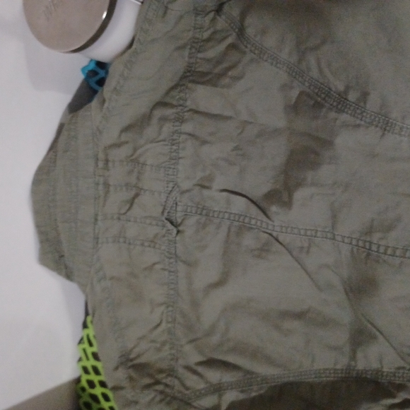 Army green Jacket,zip/button long sleeve waist sinch - Picture 13 of 17